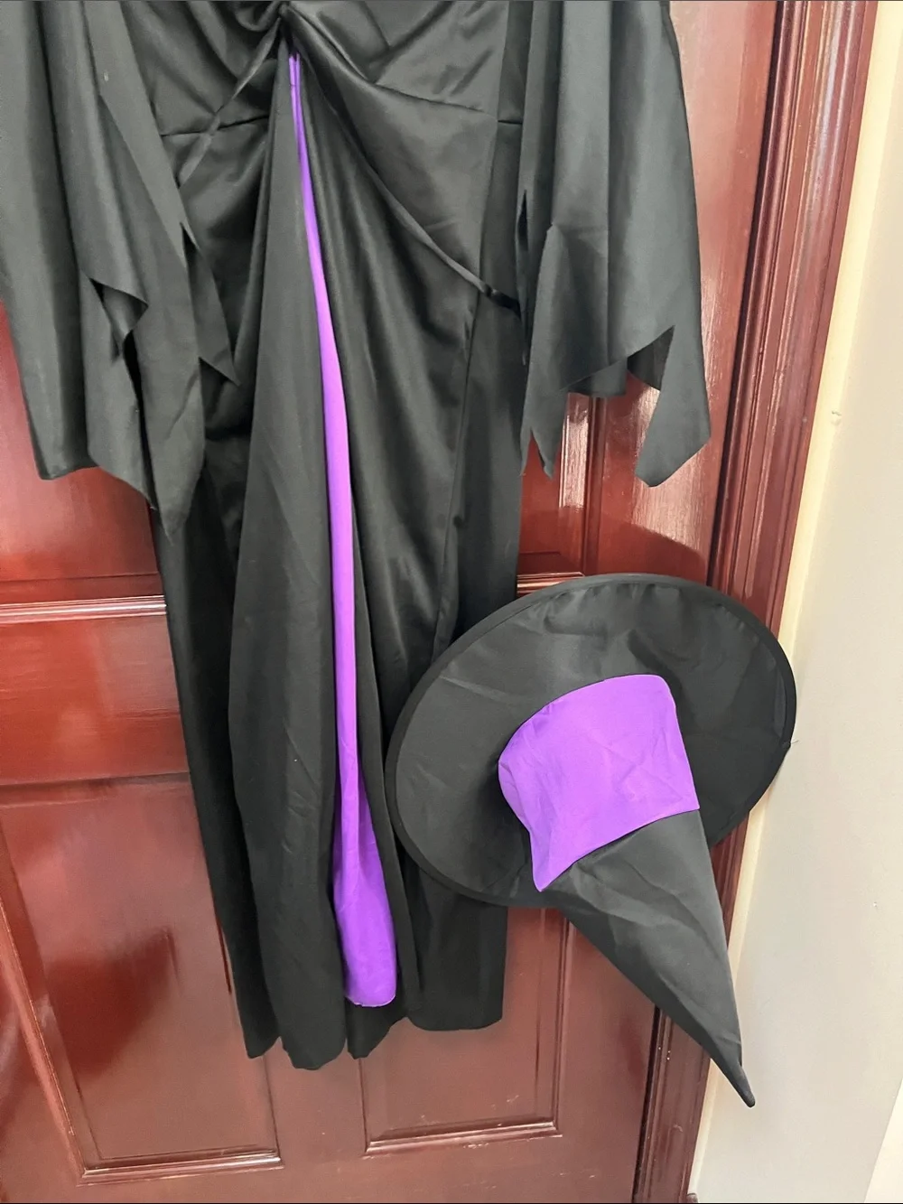 Kids Black and Purple Witch Costume Cloak with Hood